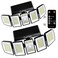 GeoMade Solar Outdoor Lights Flood Light Motion Sensor Dusk to Dawn Solar Spotlights Outdoor Waterproof 300 Security LED Remote Control 5 Head 270 Spot lamp for Wall Backyard 2 Pack