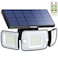 intelamp Solar Flood Lights Outdoor Waterproof 6000mAh 1200LM Solar Powered Dual Motion Sensor LED Lighting Dusk to Dawn Security Floodlight Exterior with Remote for Outside Garden House Patio