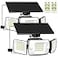 intelamp Solar Flood Lights Outdoor Waterproof 2 Pack 6000mAh 1200LM Solar Powered Dual Motion Sensor LED Lighting Dusk to Dawn Security Floodlight Exterior with Remote 98ft Cable for Garden House