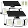 intelamp Solar Flood Lights Outdoor Waterproof 2 Pack 6000mAh 1200LM Solar Powered Dual Motion Sensor LED Lighting Dusk to Dawn Security Floodlight Exterior with Remote 98ft Cable for Garden House