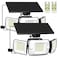 intelamp Solar Flood Lights Outdoor Waterproof 2 Pack 6000mAh 1200LM Solar Powered Dual Motion Sensor LED Lighting Dusk to Dawn Security Floodlight Exterior with Remote 98ft Cable for Garden House