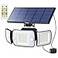 intelamp Solar Flood Lights Outdoor Waterproof 6500K 3 Head Solar Motion Sensor Security LightsSeparate Solar Panel with 9FT Cable for Garden Yard Patio Shed Garege