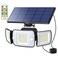 intelamp Solar Flood Lights Outdoor Waterproof 6500K 3 Head Solar Motion Sensor Security LightsSeparate Solar Panel with 9FT Cable for Garden Yard Patio Shed Garege