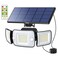 intelamp Solar Flood Lights Outdoor Waterproof 6500K 3 Head Solar Motion Sensor Security LightsSeparate Solar Panel with 9FT Cable for Garden Yard Patio Shed Garege