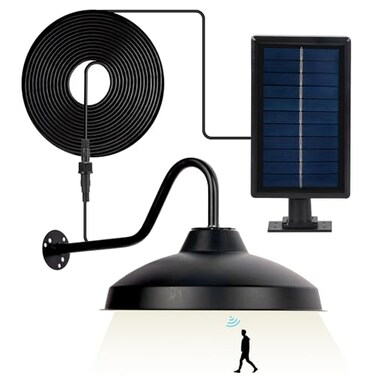 pearlstar Solar Barn Light OutdoorIndoor Motion Sensor Cool White Waterproof Dusk to Dawn for Gazebo Yard Garage Patio Camp Porch