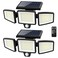 Tuffenough Solar Outdoor Lights 2500LM 210 LED Security Lights with Remote Control3 Heads Motion Sensor Lights IP65 Waterproof270 Wide Angle Flood Wall Lights with 3 Modes2 Packs