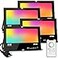 MELPO LED Flood Light Outdoor 800W Equivalent 8000LM Smart RGB Landscape Lighting with APP Control DIY Scenes Timing Warm White 2700K Color Changing Uplight IP66 Waterproof US Plug 4Pack