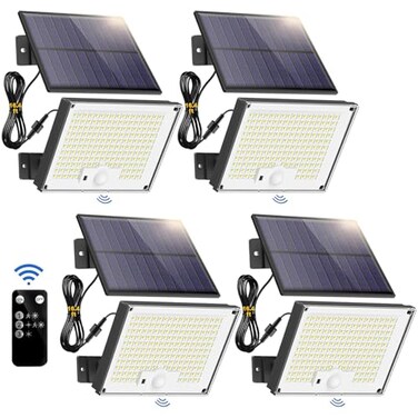 Gusicil Outdoor Solar Lights Split Solar Motion Sensor Outdoor Lights with Remote Control IP65 Waterproof Solar Lights 172LED 3Modes Solar Flood Lights for YardPatioGardenGarage 4 Pack