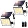 Gusicil Solar Lights Outdoor Waterproof IP65 172LED 9000K 3Modes Split Solar Motion Sensor Light Outdoor with Remote Dusk to Dawn Solar Flood Lights outdoor for YardPatioGarden2 Pack Warm White