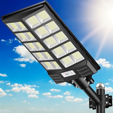 JOYEYE Solar Street Light 8000W Street Light Outdoor High Lumens Parking Lot Lights 6500K Solar Lights Outdoor Motion Sensor Dusk to Dawn for Parking Lot with Remote Control 1 Pack