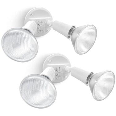 LUTEC 2 Pack Adjustable Twin Par Holder Outdoor Flood Lights Switch Controlled Security Lights Floodlights Fixture Waterproof Exterior Max 300 Watt Par38 Flood Light for Garage Yard PorchWhite