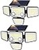 LYWALT Solar Outdoor Lights 3000LM 188 LED Motion Sensor Outdoor Lights 4 Heads Security LightIP65 Waterproof Easy Install270Wide Angle Flood Wall Light with 3 Modes for Backyard Yard 2 Pack