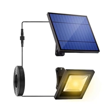Ousam Led Solar Flood Lights Outdoor Dusk to Dawn Solar Light 4400mAh Waterproof LED 3000K Warm White Wall Mount with Detachable Panel for Outside Patio