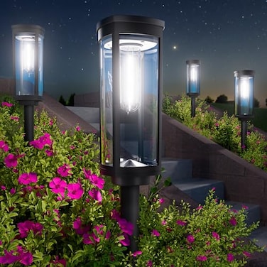 BITPOTT Bright Solar Lights Outdoor 6 Pack Solar Pathway Lights Waterproof IP65 Auto OnOff Pathway Landscape Lighting Long Lasting Outdoor Light for Walkway Path Garden Lawn Patio Decor Lighting