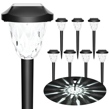 GIGALUMI 8 Pack Solar Lights Outdoor Solar Pathway Lights with Great Pattern Waterproof Auto OnOff Solar Powered Light for Outside Yard Garden Walkway Driveway Lawn Pathway