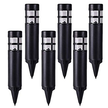 SUNWIND Solar Garden Lights Outdoor LED Bollard Solar Powered Path Lighting for Patio Pathway Backyard Lawn Landscaping Black6 Pack