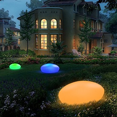 Blibly Solar Garden Lights Outdoor Glow Cobblestone Shape Lamp Garden Decor LightWhite RGB Light Waterproof Landscape Night Lights for LawnPatioPath 1pc