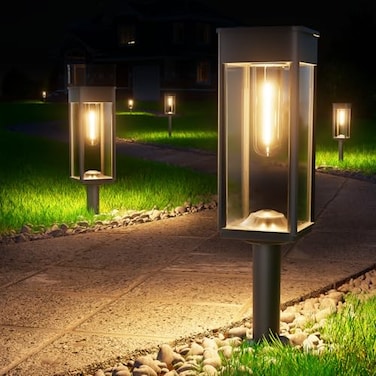 BITPOTT Bright Solar Pathway Lights Outdoor Waterproof IP65 8 Pack Auto OnOff Solar Outdoor Lights for Path Yard Patio Landscape Lawn Walkway Driveway Garden Decor Lighting Solar Powered