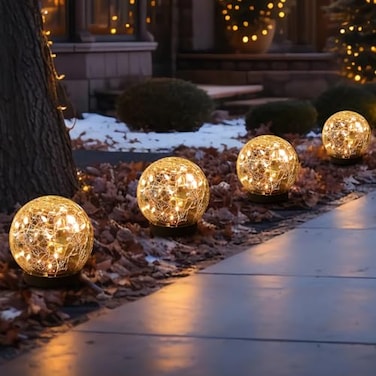 MLKNK Solar Globe Lights Outdoor WaterproofSolar BallsSolar Garden LightsOrbs for Outside 4 Pack Cracked Glass Ball for Lawn Patio Yard Backyard Decorations