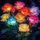 BOMIER 6Pack Solar Flowers Outdoor Waterproof Solar Garden Lights with Rose Solar Flower Lights for Outside Yard Decorations Outdoor