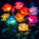 BOMIER 6Pack Solar Flowers Outdoor Waterproof Solar Garden Lights with Rose Solar Flower Lights for Outside Yard Decorations Outdoor