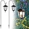 Dynaming 2 Pack Solar Hanging Lights Outdoor Solar Powered Garden Decorative Lanterns with 2 x 38 Inch Shepherd Hooks Waterproof Landscape Lighting for Lawn Patio Yard Pathway Driveway Warm White