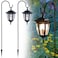 Dynaming 2 Pack Solar Hanging Lights Outdoor Solar Powered Garden Decorative Lanterns with 2 x 38 Inch Shepherd Hooks Waterproof Landscape Lighting for Lawn Patio Yard Pathway Driveway Warm White