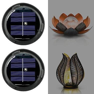 Leoduo 2 Pack Replacement Solar Light Parts Warm White LED Waterproof Bottom Kit for Outdoor DIY Lotus Crackle Glass Globe Lamp