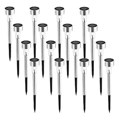 SOLPEX 16 Pack Solar Outdoor Lights Pathway Stainless Steel Solar Lights Outdoor WaterproofLED Landscape Lighting Solar Walkway Lights for LandscapePatioLawnYardDrivewayWarm White