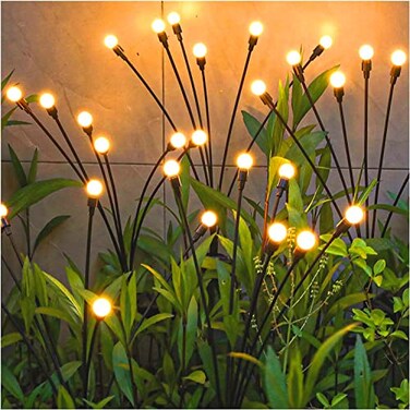 TONULAX Solar Garden Lights Upgraded Solar Swaying Light Sway by Wind Outdoor Lights Yard Patio Pathway Decoration High Flexibility Iron Wire Heavy Bulb Base Warm White 4 Pack