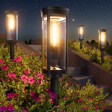 BITPOTT Bright Solar Lights Outdoor 6 Pack Solar Pathway Lights Waterproof IP65 Auto OnOff Walkway Landscape Lighting Long Lasting Outdoor Light for Walkway Landscape Path Yard Lawn Patio Decor