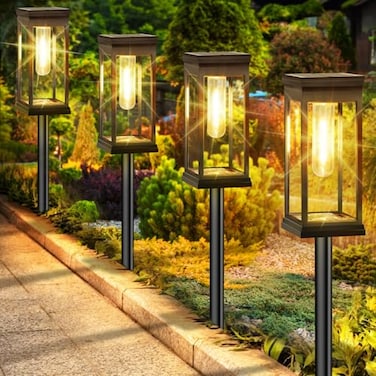 BesLowe Upgraded Solar Pathway Lights Outdoor 8Pack Large LED Solar Light Outdoor Waterproof Super Bright Outside Lights for Yard SunPowered Landscape Lighting for Garden Walkway Warm White