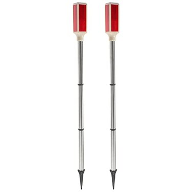 Uonlytech 2Pcs Solar Warning Landscape Lighting Solar Driveway Markers Driveway Markers Light Strobe