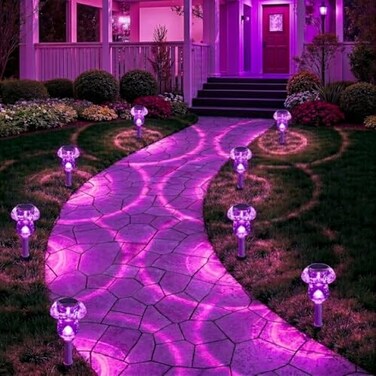 Benany Solar Lights Outdoor 8 Pack Mushroom Lights Outside Waterproof Solar Powered LED Lighting for Garden Yard Landscape Path Pathway Lawn Walkway Driveway Backyard Halloween Decor Purple