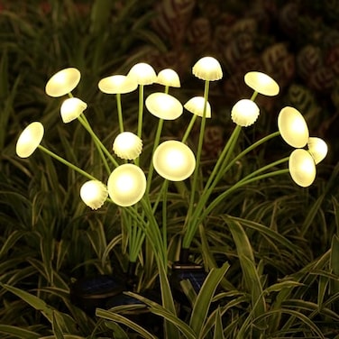 Rieyue Solar Garden Lights 2Pack Dual Mode LED Solar Mushroom Lights Waterproof Firefly Outdoor Decor for Yard Patio and Pathway Warm White Jellyfish Ambiance