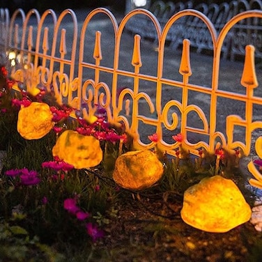 LIYAOLI Solar Rock Lights 4Pack AutoDimming 8H Runtime IP44 Waterproof Landscape Lighting for GardenPathwayLawn Outdoor Decorative Natural Stone Texture