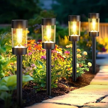 Eyrosa Solar Lights Outdoor 12 Pack Waterproof Solar Landscape Lighting for Pathway Garden Yard Path Walkway Driveway Lawn Patio Outside Decor Warm White
