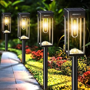 COXSENI Solar Pathway Lights Outdoor IP65 Waterproof 8 Pack 3000K LED Auto OnOff Walkway Landscape Light for Yard Lawn Garden Patio Driveway Outside Decor Warm White