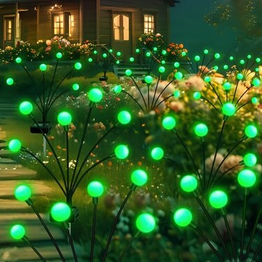 ZFNN Solar Firefly Light Christmas Lights for Outside Decorations 4 Pack 24 LED Green Solar Garden Lights Outdoor Waterproof Garden Decor for Yard Patio Pathway Lawn Christmas