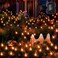 Brizled Halloween Pathway Lights 754ft 3 Pack Candle Flame Orange Lights Outdoor with Timer Battery Powered Halloween Light Waterproof Spooky Path Light for Path Yard Walkway Garden Thanksgiving
