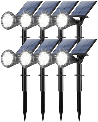 Tadyreal Solar Lights Outdoor Waterproof IP65 180 Adjustable Solar Powered Landscape Spot Lights for Yard 4 Lighting Modes Spotlights for Pathway Garden Outside Wall Pool Porch 8 Pack Cool White