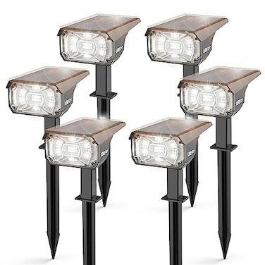 LEREKAM Solar Lights Outdoor Waterproof Landscape Lights 40 LEDs Solar Spot Lights Outdoor Spotlights with 3 Light Modes USB Solar Powered Garden Yard Wall Lights Auto OnOff for Patio 6 Pack