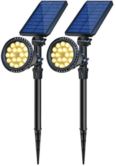 OSORD Solar Spot Lights Outdoor Waterproof Solar Landscape Spotlights 18 LED 2in1 Uplights Adjustable Flag Pole Lights Solar Powered 3000k Warm White for Garden Yard Driveway Pathway