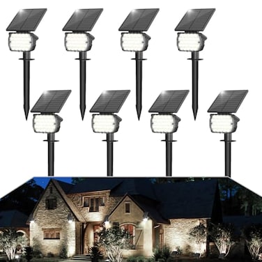 VOLISUN Solar Spotlight Outdoor IP67 Waterproof Solar Landscape Spot LightsUplights for Yard Garden Pathway 8 Pack Cool White 27 LED 3 Lighting Modes