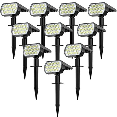 WELALO Solar Spot Lights Outdoor 10 Pack65 LED3 Modes Solar Landscape Spotlights Solar Powered Security Lights IP68 Waterproof Wall Lights for Outsides Walkway Yard Garden DrivewayCool White