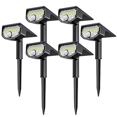 AloftSun Solar Motion Sensor Outdoor LightsWaterproof Motion Sensor Spot Lights 30 LED3 Modes Solar Powered SpotlightsLandscape Lighting for Yard and Garden Cool White6 Pack
