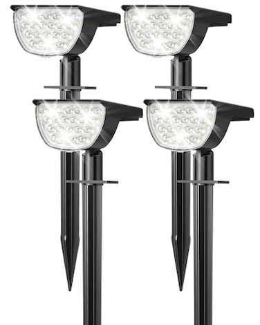 GKGG Solar Lights Outdoor Waterproof IP65 Solar Powered 76 LED 3 Lighting Modes Solar Spot Lights Outdoor for Yard Garden Landscape Pathway Cool White 4 Pack