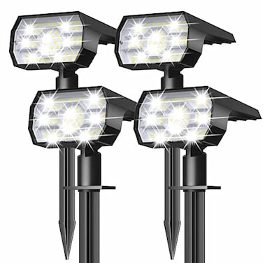NYMPHY Solar Lights Outdoor Waterproof IP68 56 LED 3 Lighting Modes Solar Powered Garden Yard Spot Solar Lights for Outside Landscape 4 Pack Cool White
