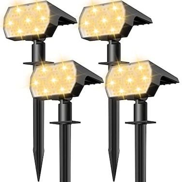 NYMPHY Solar Lights Outdoor Waterproof IP68 56 LED 3 Lighting Modes Solar Powered Garden Yard Spot Solar Lights for Outside Landscape 4 Pack Warm White