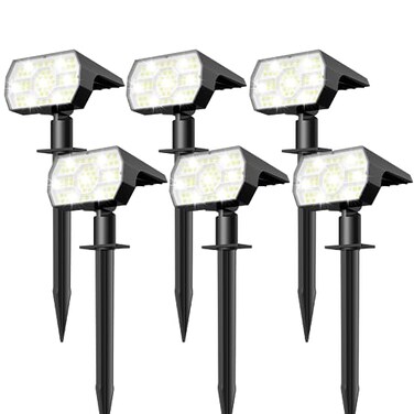 NYMPHY Solar Lights Outdoor Waterproof IP68 56 LED 3 Lighting Modes Solar Powered Garden Yard Spot Solar Lights for Outside Landscape 6 Pack Cool White